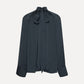 Satin Bow Shirt Dark Blue