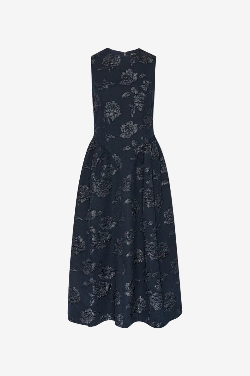 Jacquard Midi Dress Dark Blue