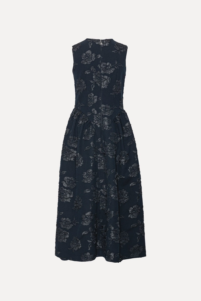Jacquard Midi Dress Dark Blue