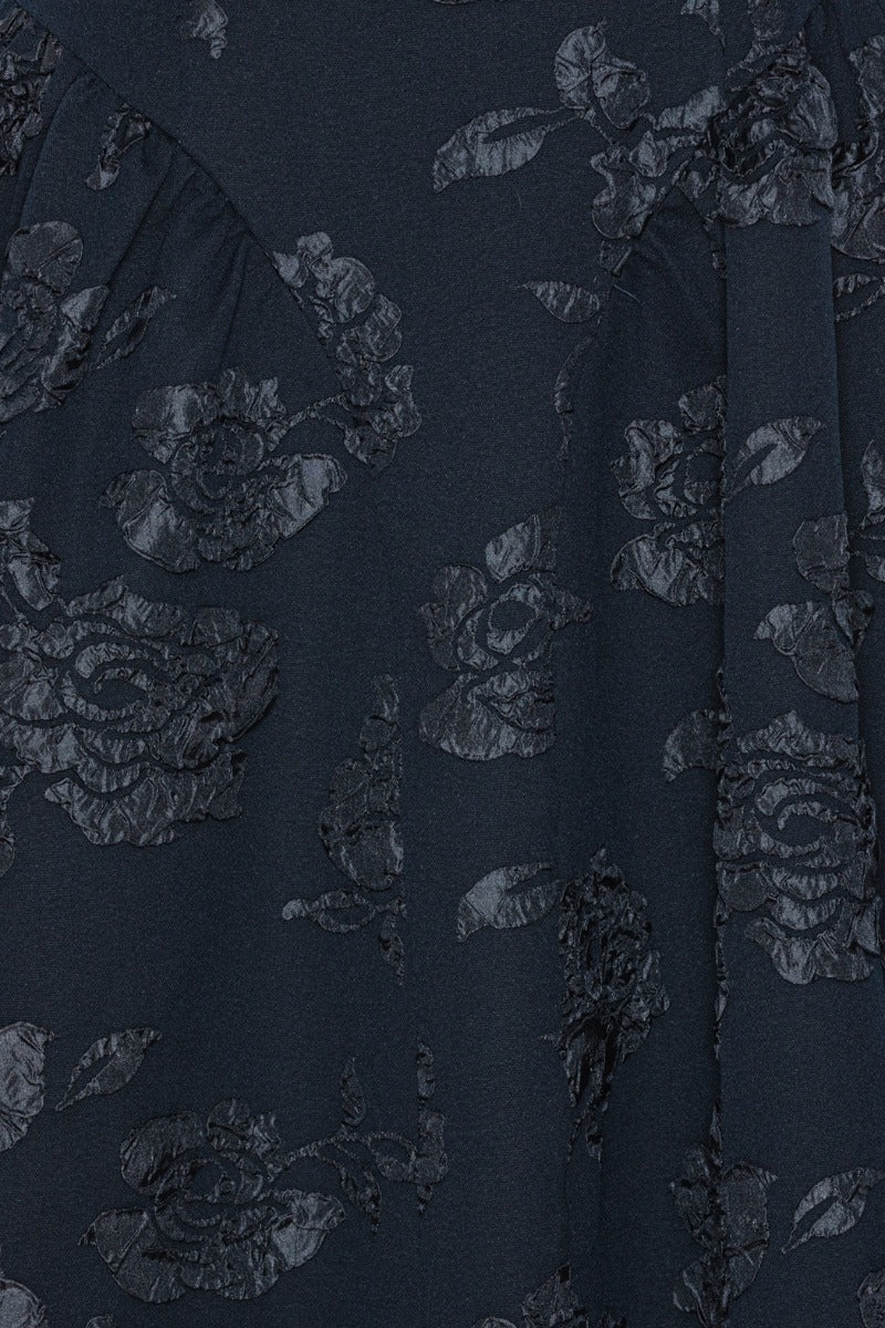 Jacquard Midi Dress Dark Blue