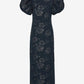 Jacquard Midi Puff Dress Dark Blue