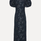 Jacquard Midi Puff Dress Dark Blue