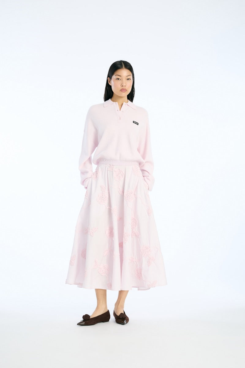 Flower Maxi Skirt Light Pink