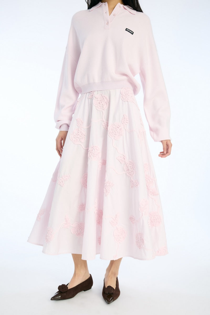 Flower Maxi Skirt Light Pink