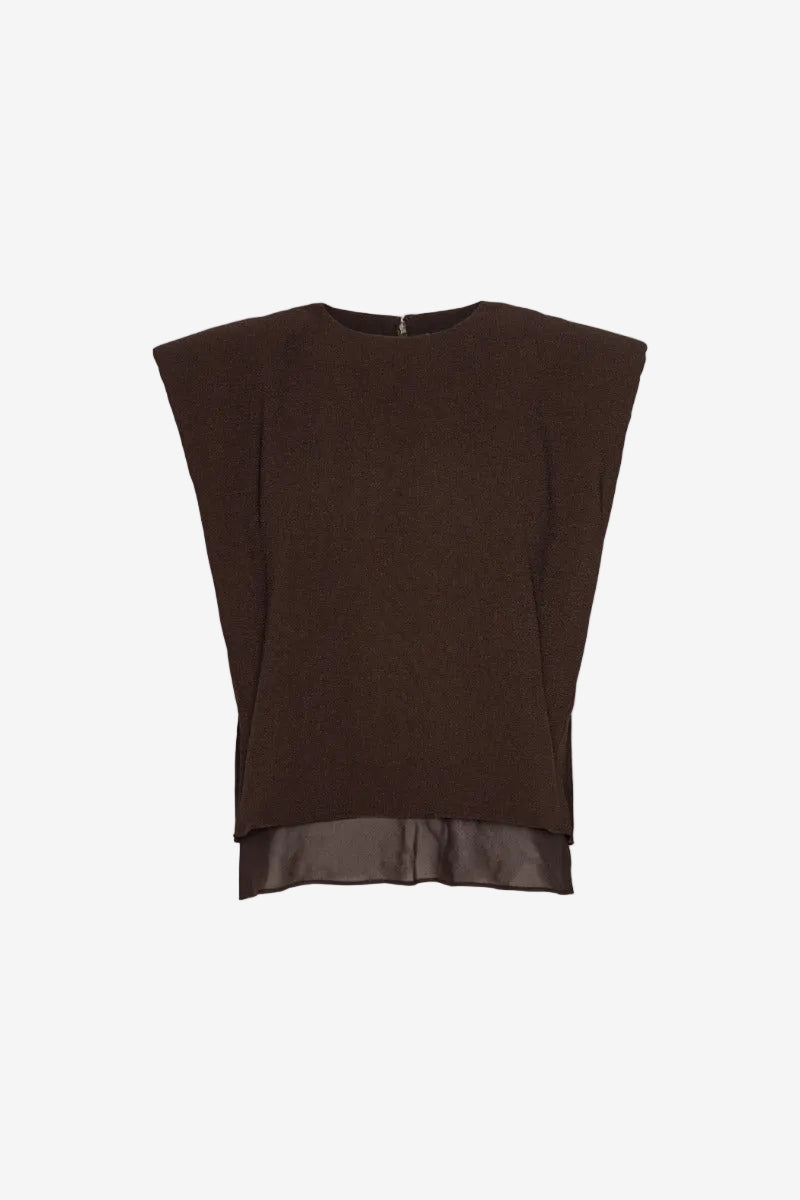 Boxy Top With Insert Dark Brown