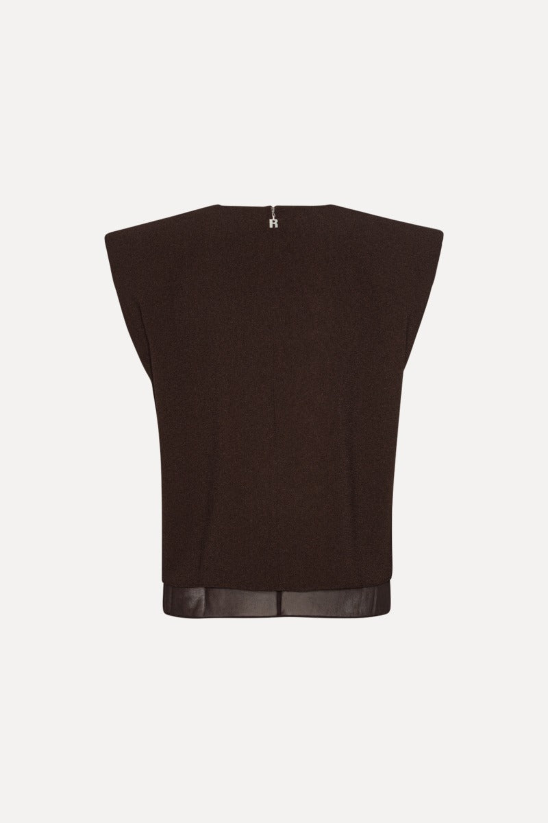 Boxy Top With Insert Dark Brown