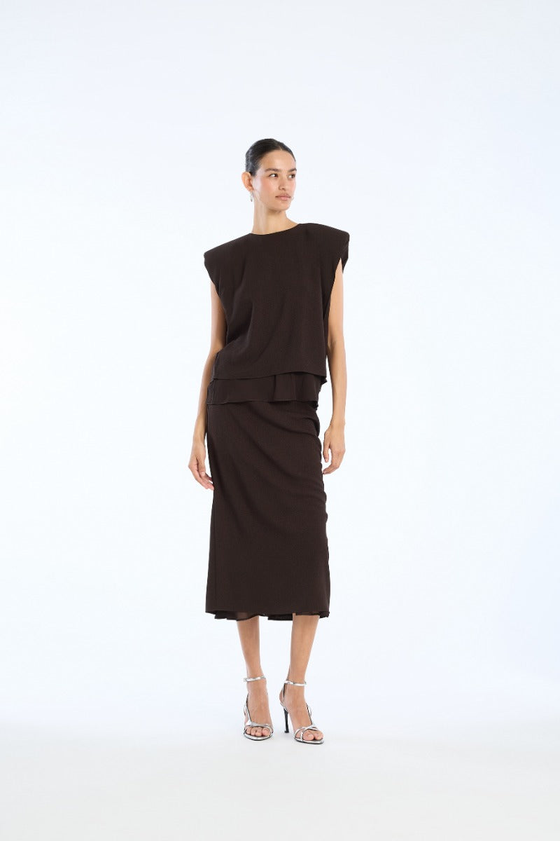 Boxy Top With Insert Dark Brown