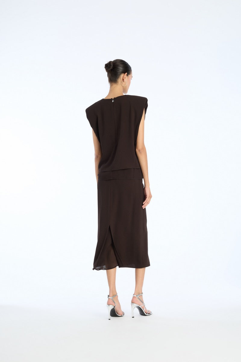Boxy Top With Insert Dark Brown