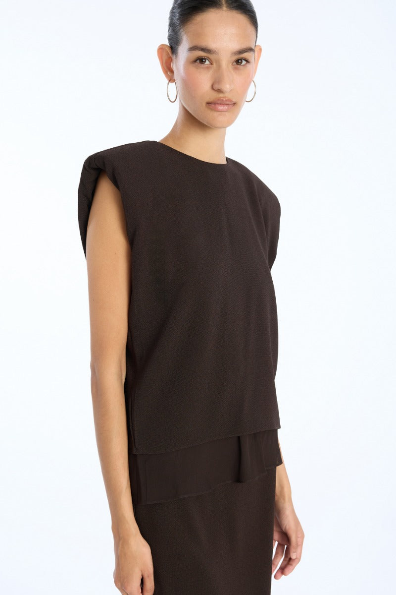 Boxy Top With Insert Dark Brown