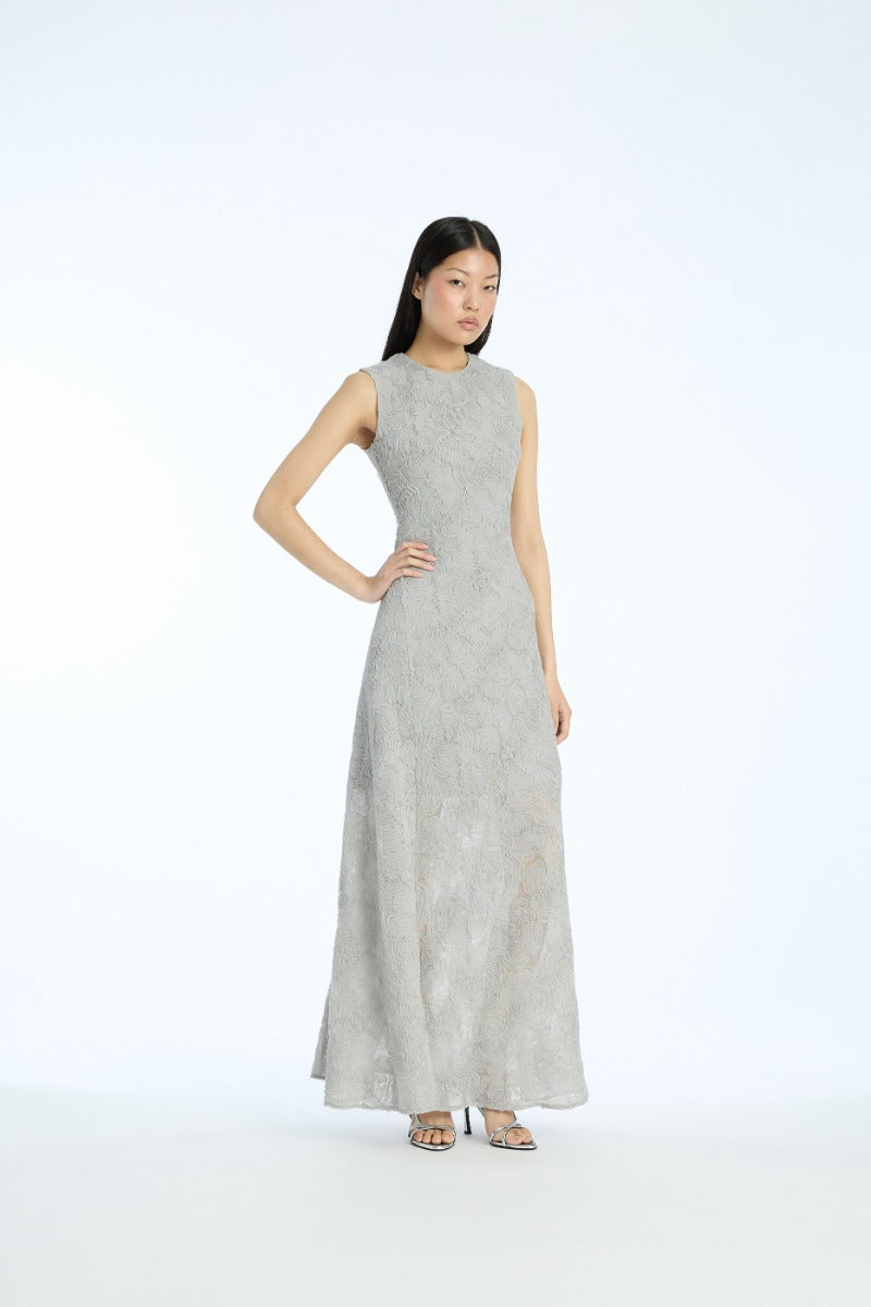 Mesh Maxi Dress Grey Violet