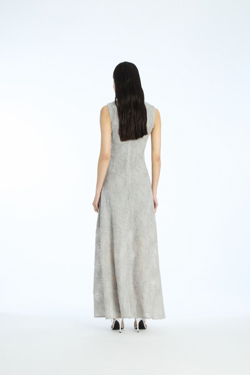Mesh Maxi Dress Grey Violet