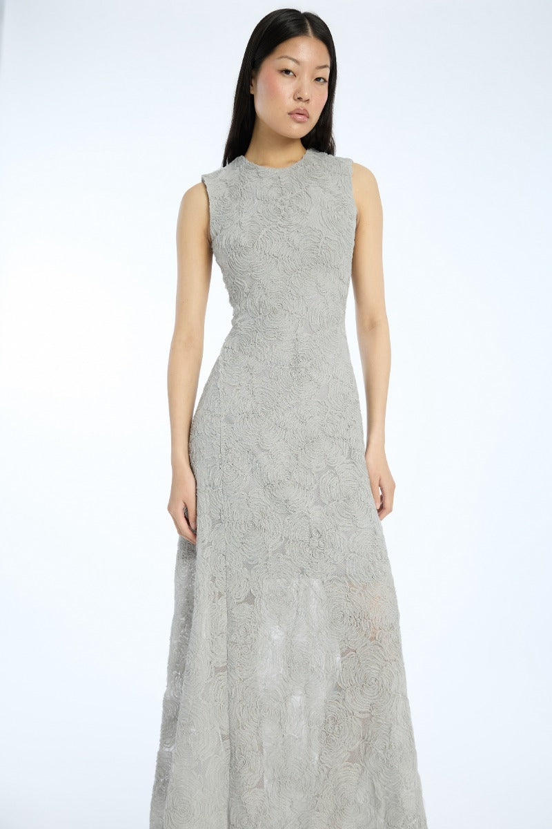 Mesh Maxi Dress Grey Violet