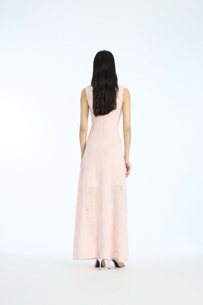 Mesh Maxi Dress Light Pink