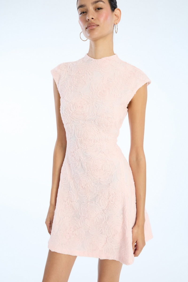 Floral-motif mini dress