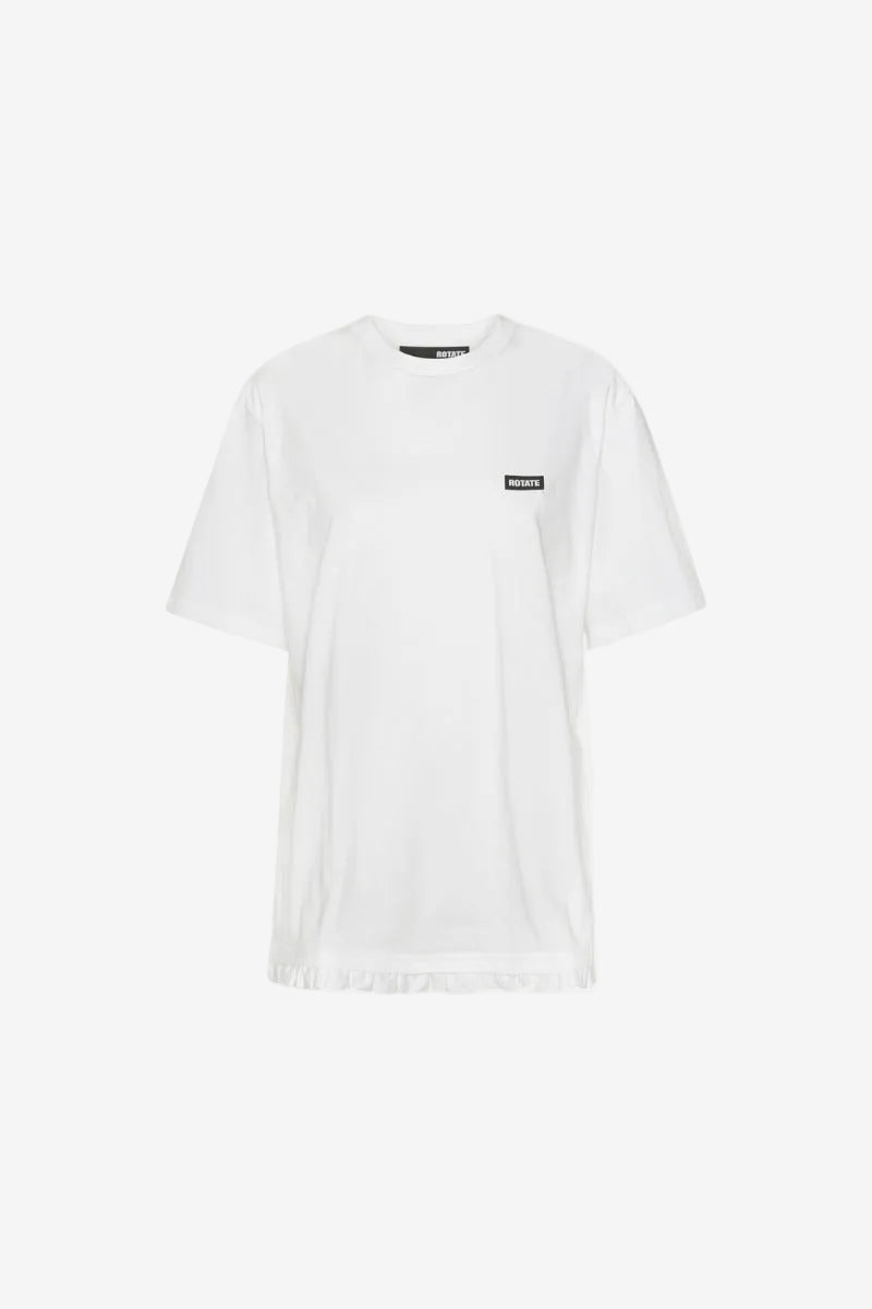 Large T-shirt W/ Ruffle Bright White