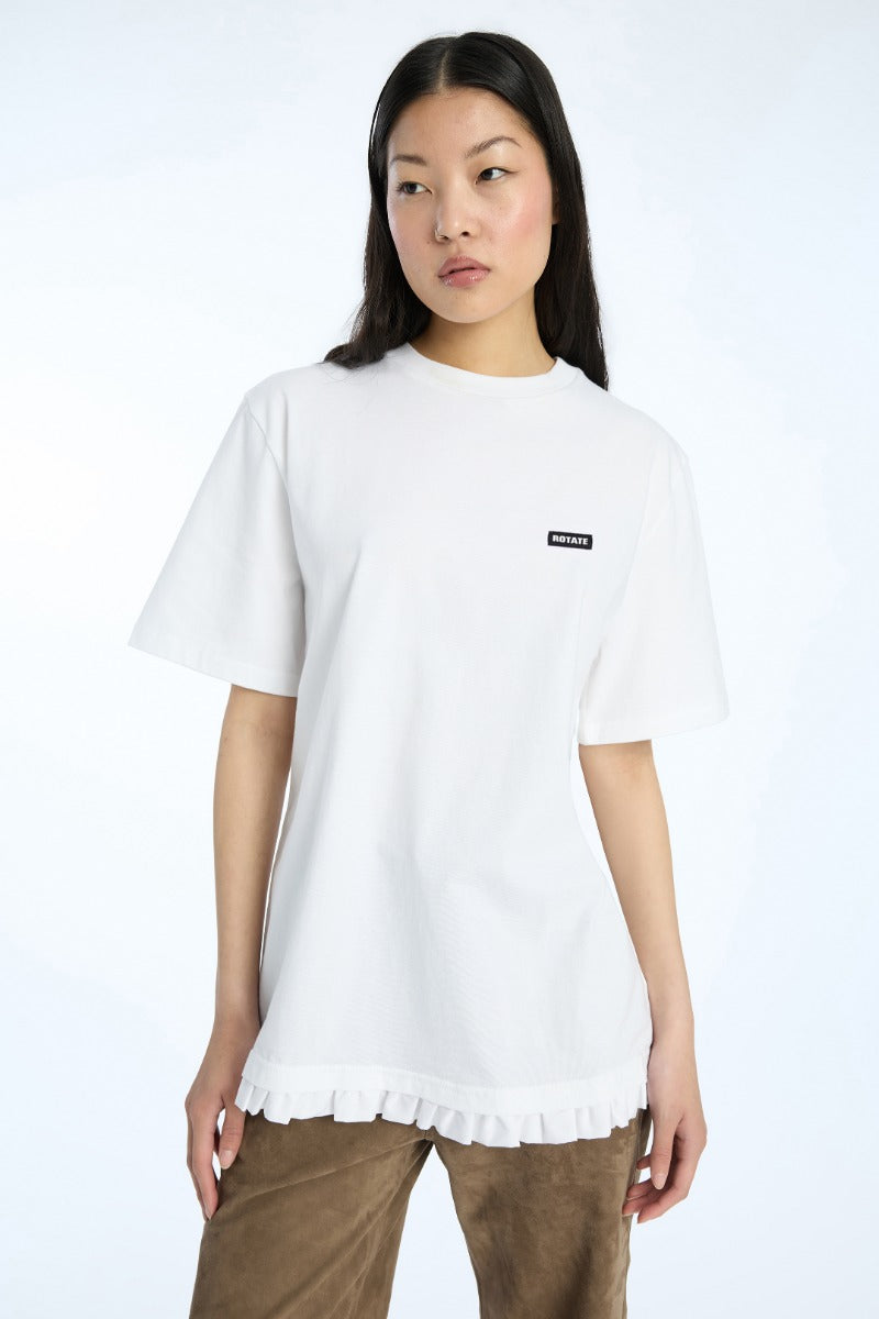 Large T-shirt W/ Ruffle Bright White