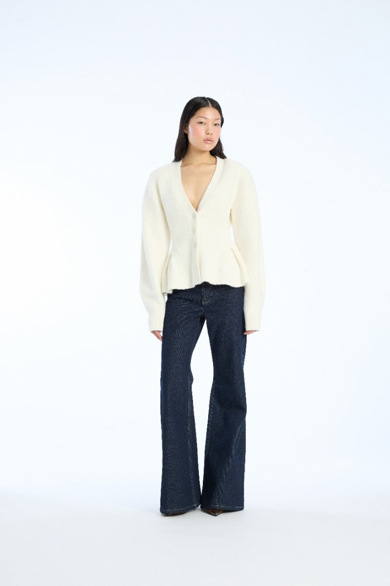 Cardigan W/ Peplum Crème