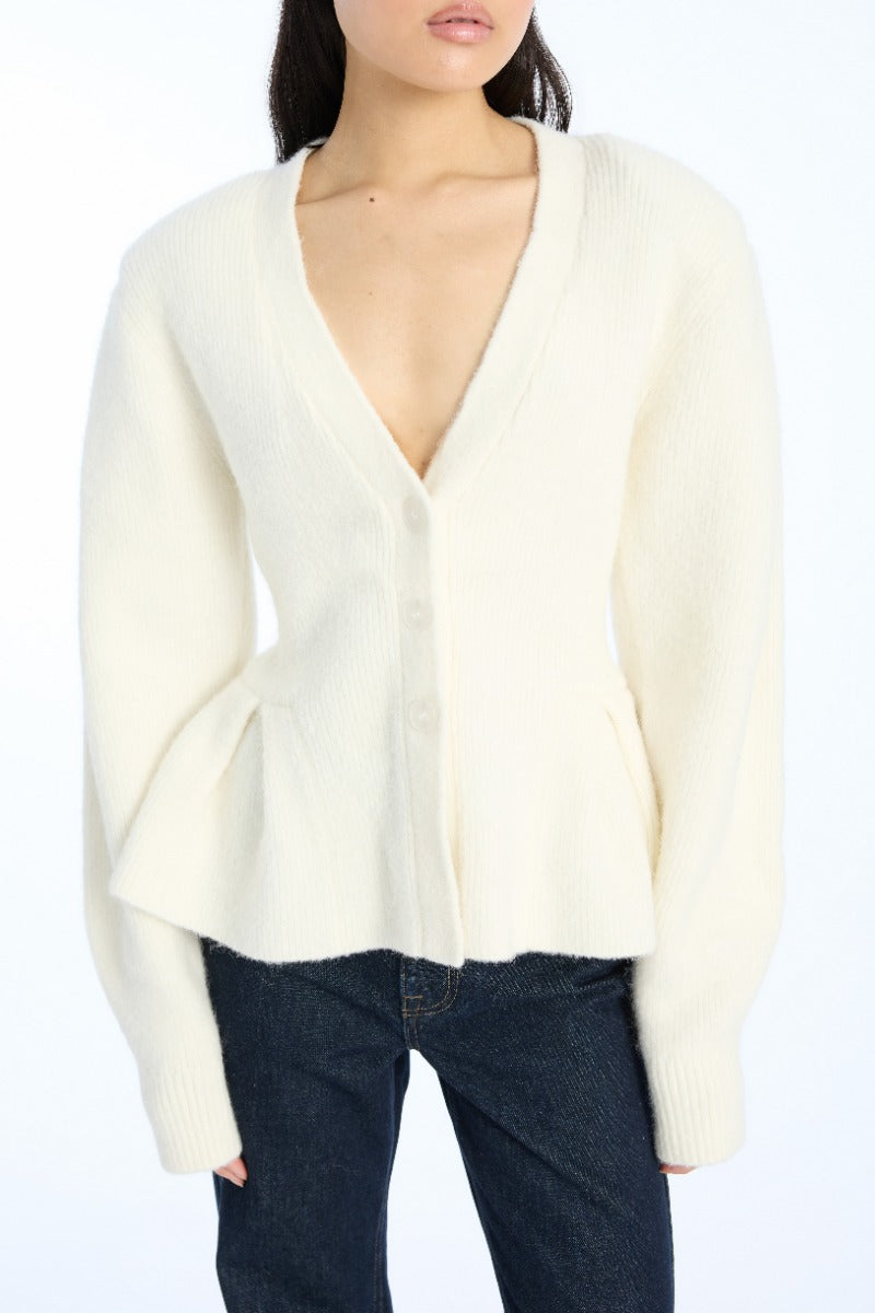 Cardigan W/ Peplum Crème