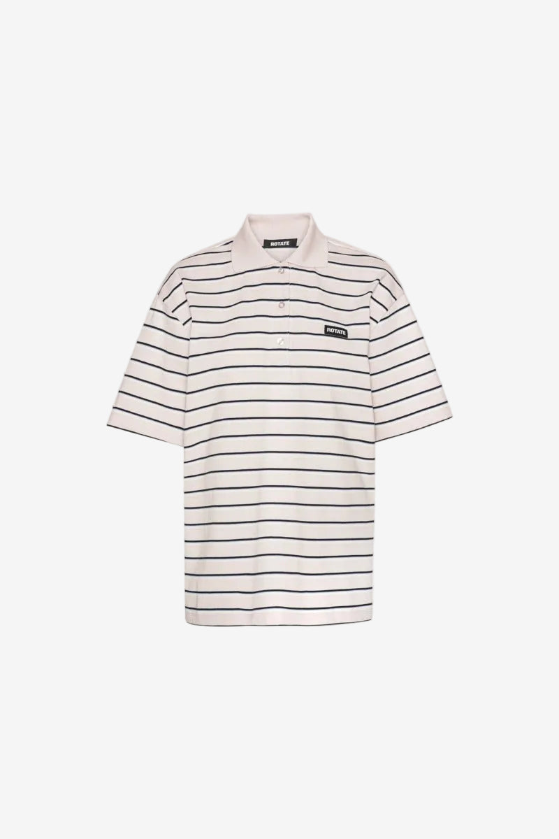 Oversized Striped Short Sleeve Polo