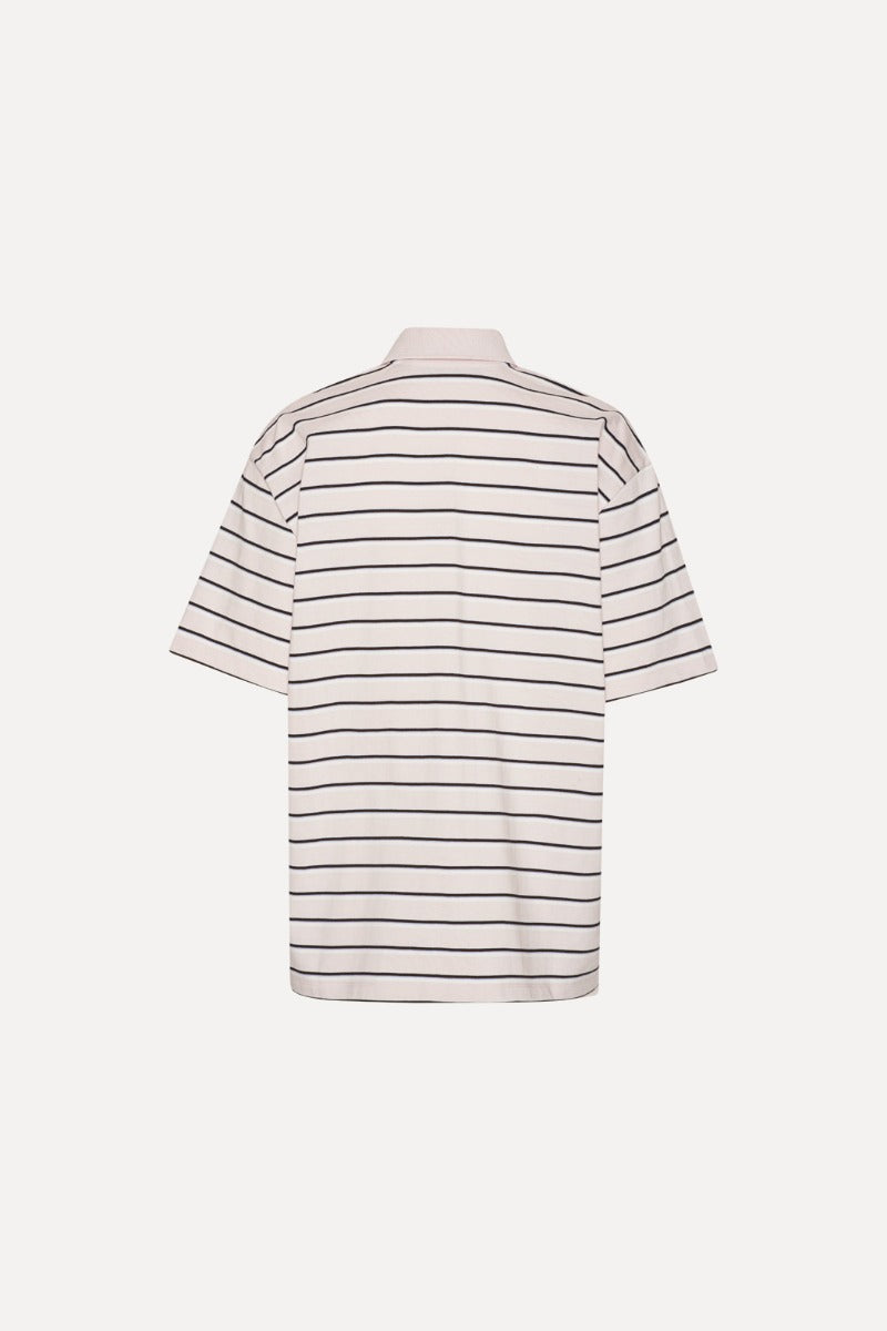Oversized Striped Short Sleeve Polo