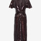 Sequin Dress W. Slit Dark Brown