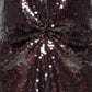 Sequin Dress W. Slit Dark Brown