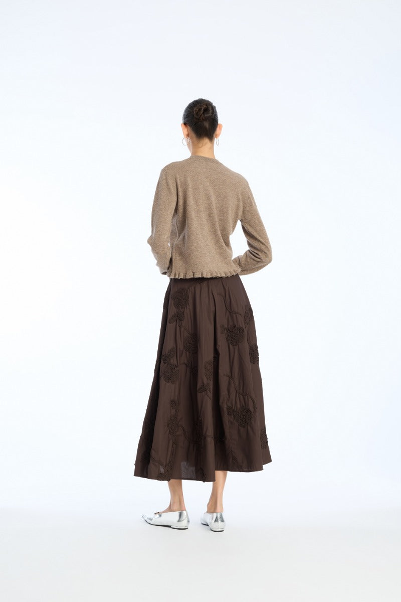 Flower Maxi Skirt Dark Brown