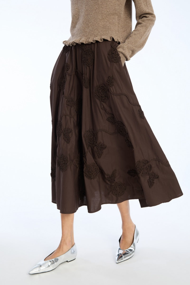 Flower Maxi Skirt Dark Brown