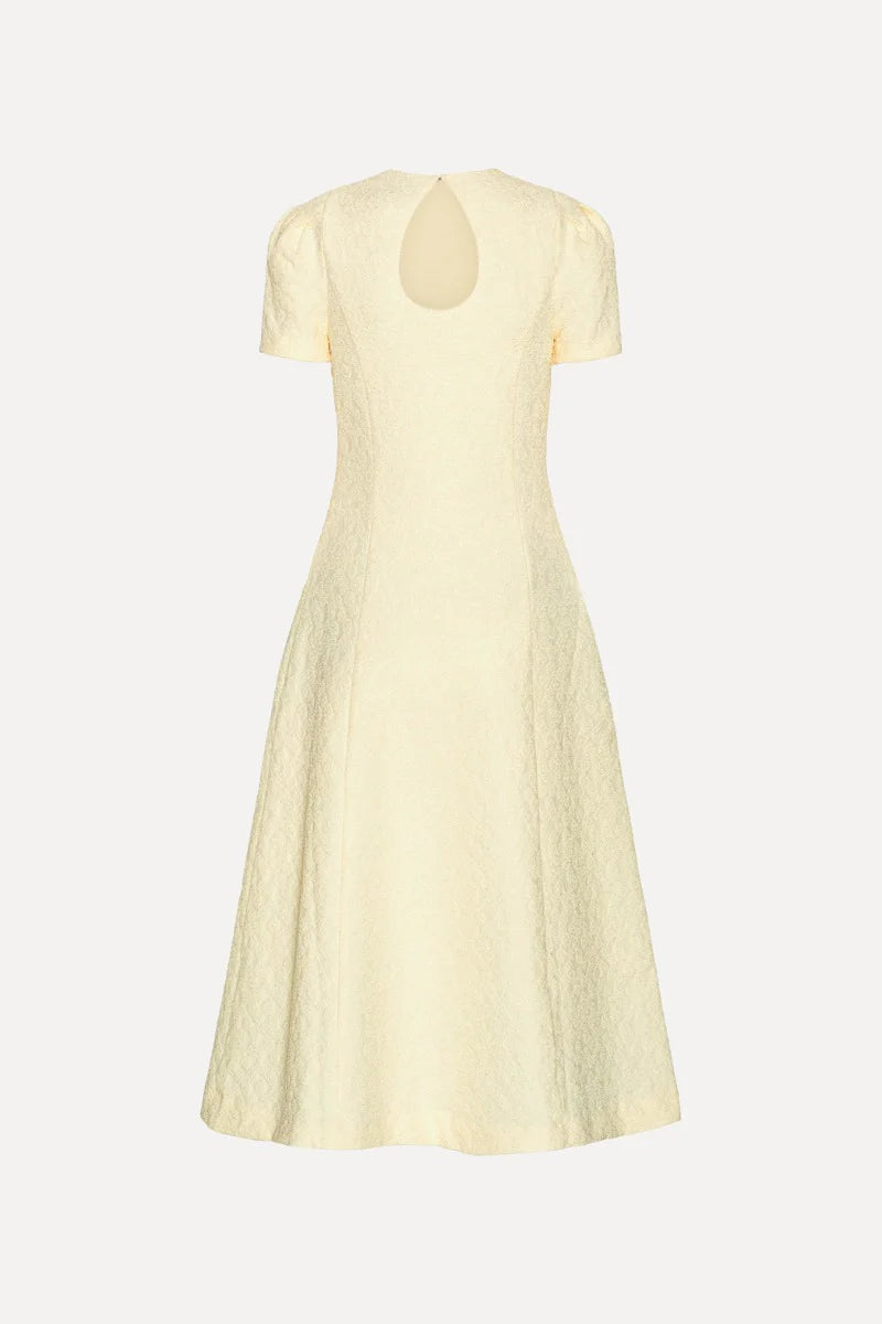 Jacquard Flared Dress Yellow
