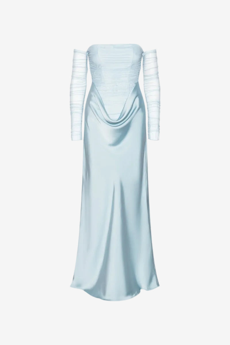 Ruched Maxi Dress Light Blue