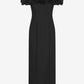 Crepe Midi Flower Dress Black
