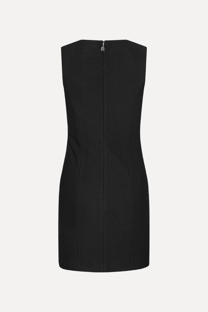 Crepe Mini Flower Dress Black