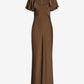 Satin Flowy Sleeve Dress Dark Brown