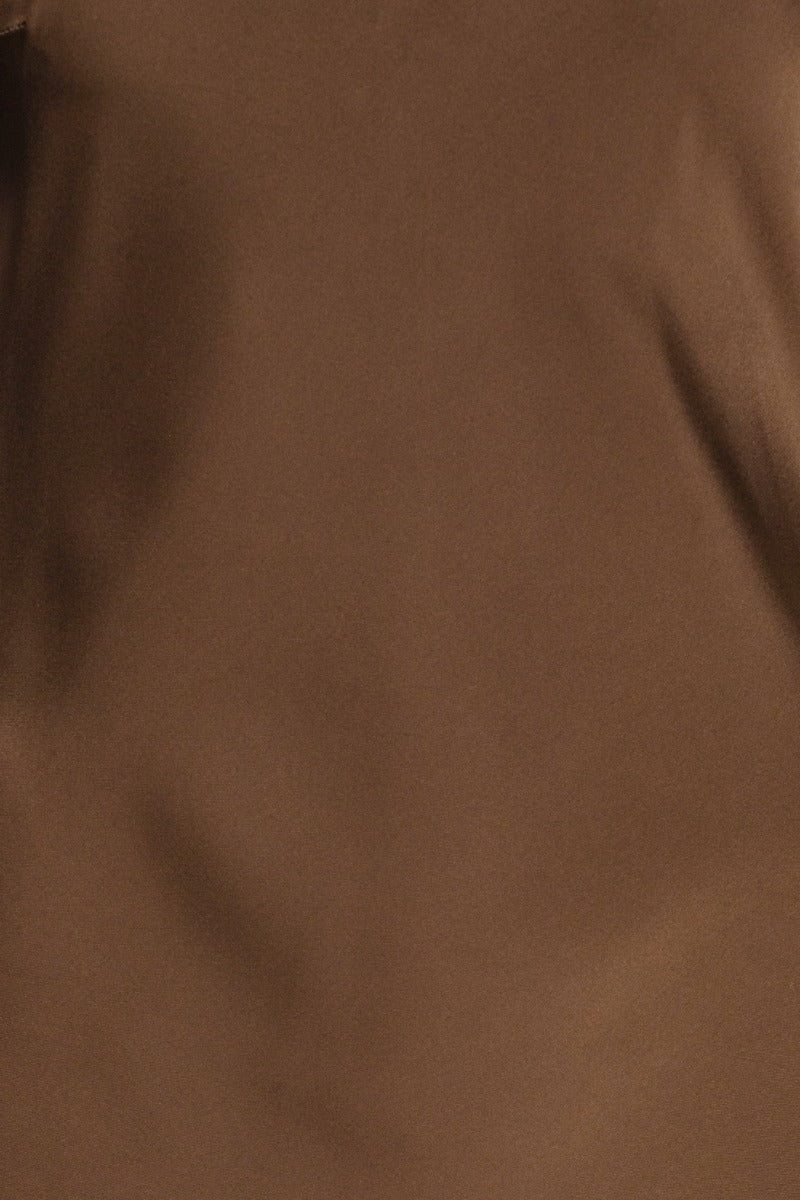 Satin Flowy Sleeve Dress Dark Brown
