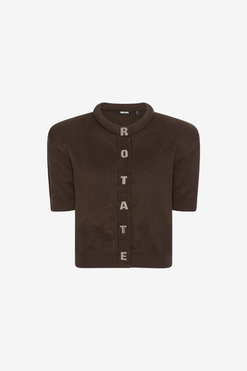 Firm Knit Ss Cardigan Brown