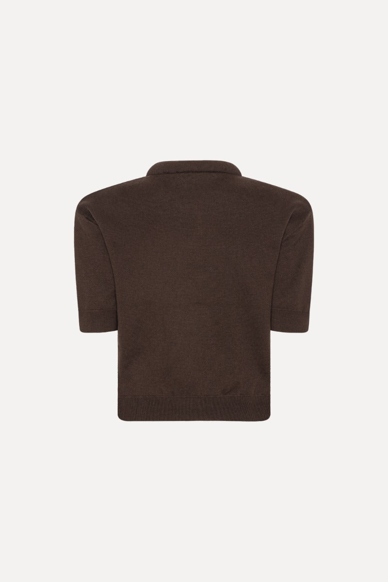 Firm Knit Ss Cardigan Brown