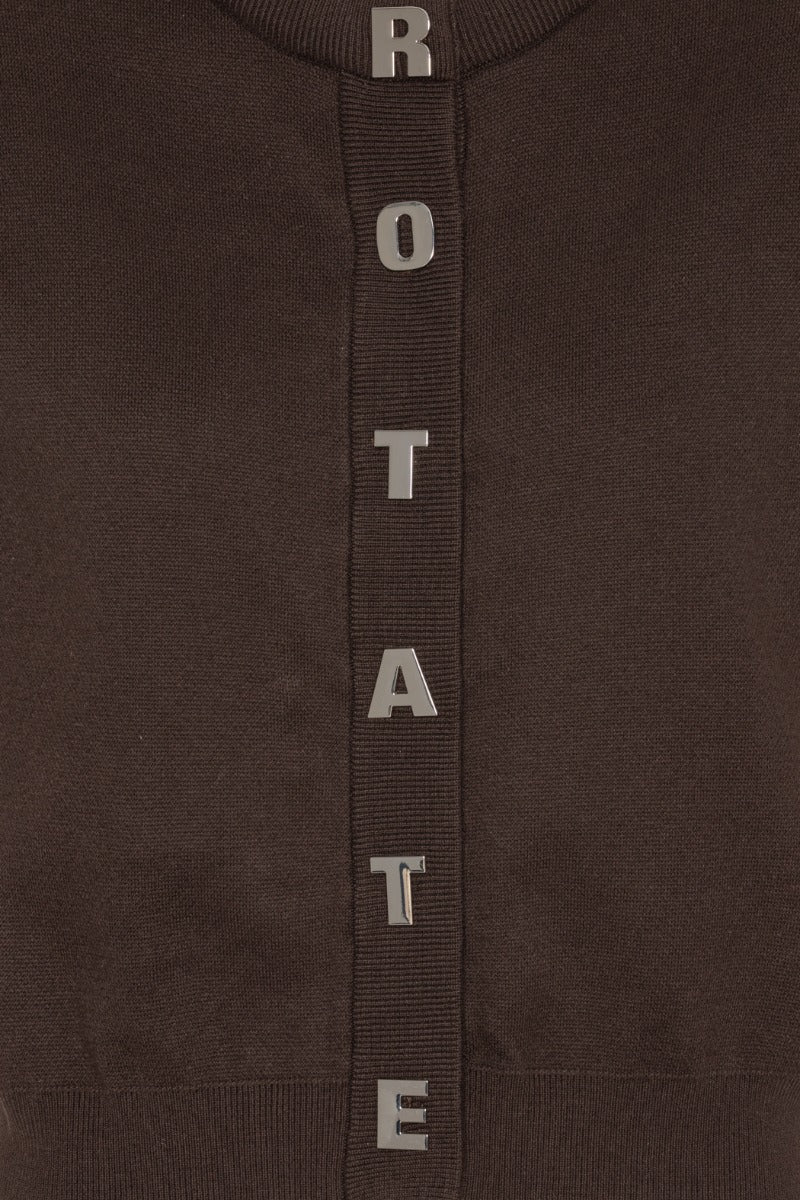 Firm Knit Ss Cardigan Brown