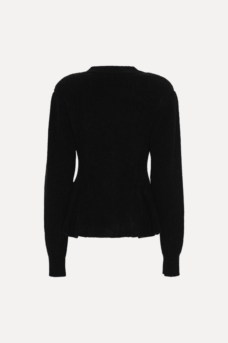 Knit Peplum Cardigan Black