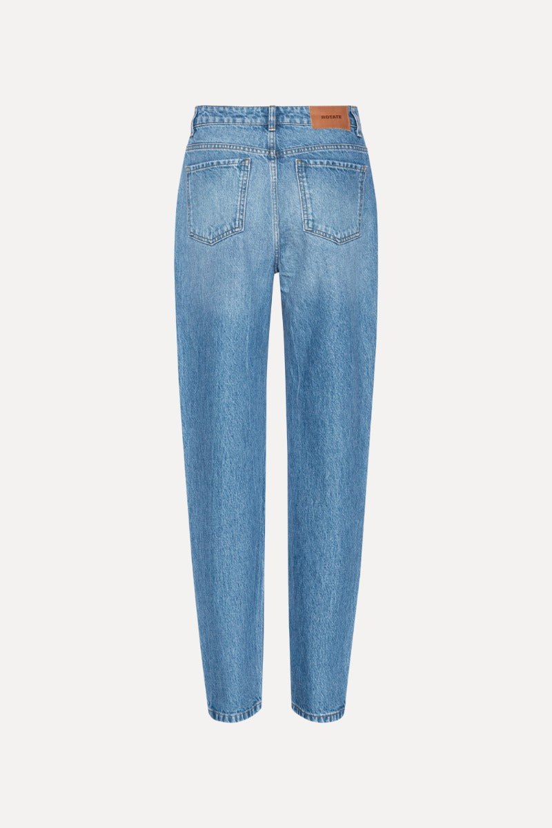 High Waist Cutline Jeans Blue