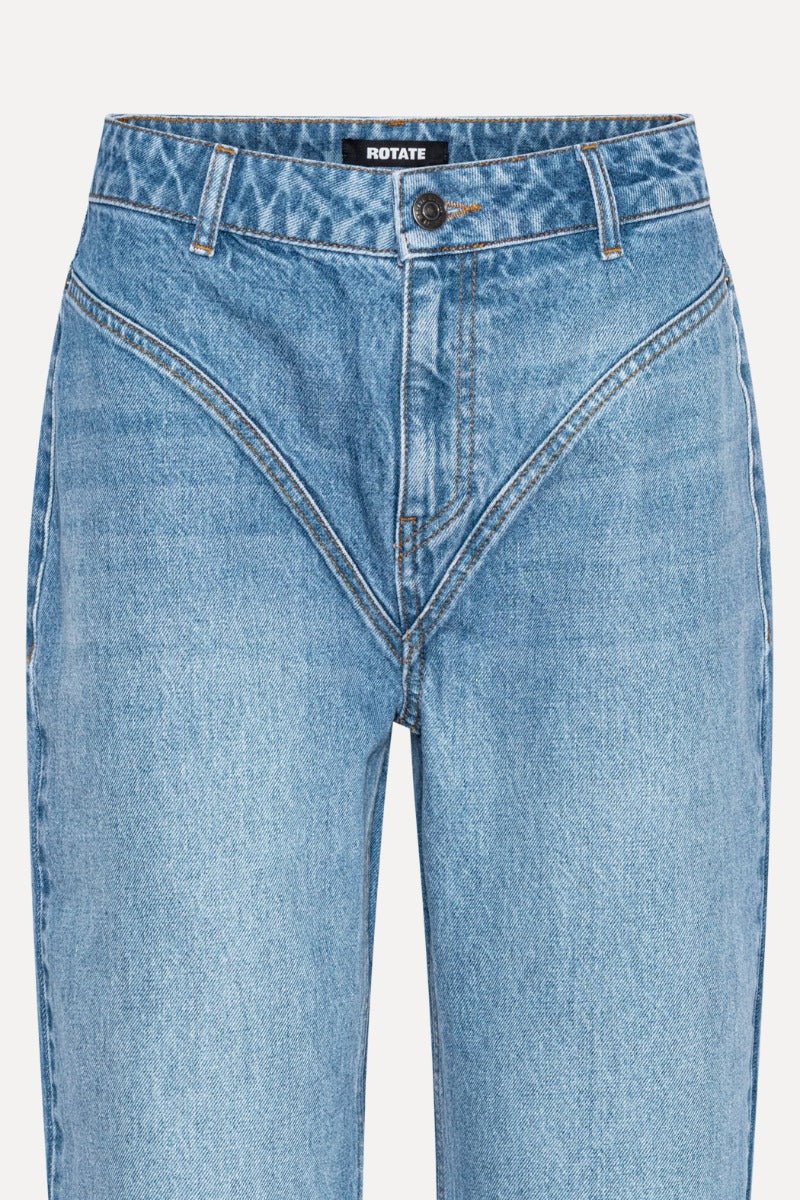 High Waist Cutline Jeans Blue