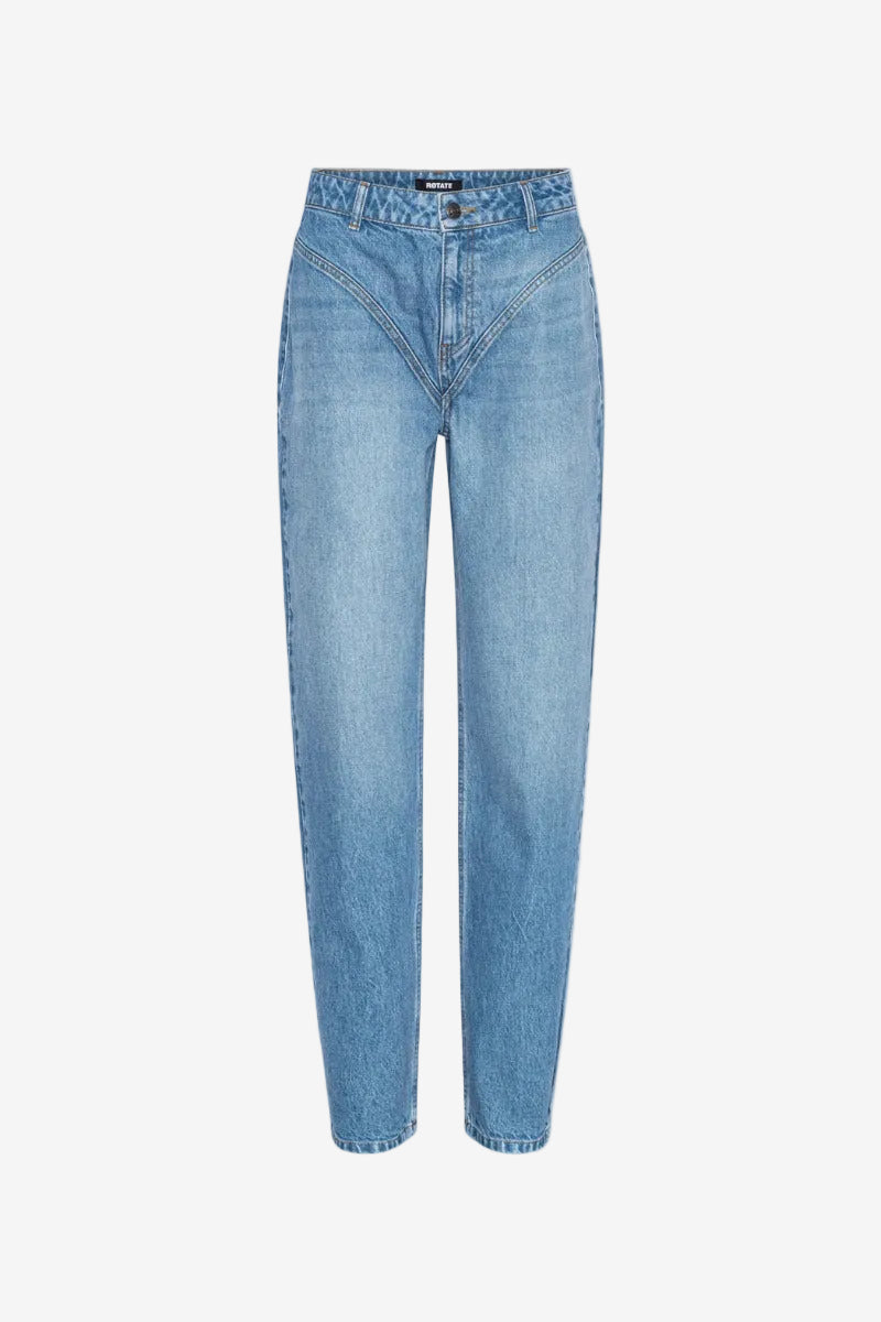 High Waist Cutline Jeans Blue