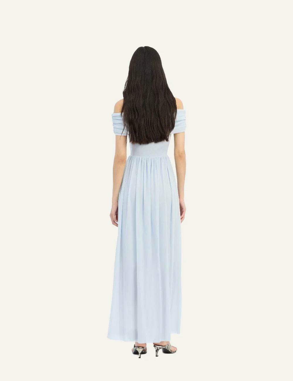 Off-shoulder Maxi Dress Light Blue