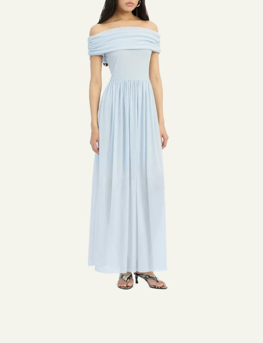 Off-shoulder Maxi Dress Light Blue