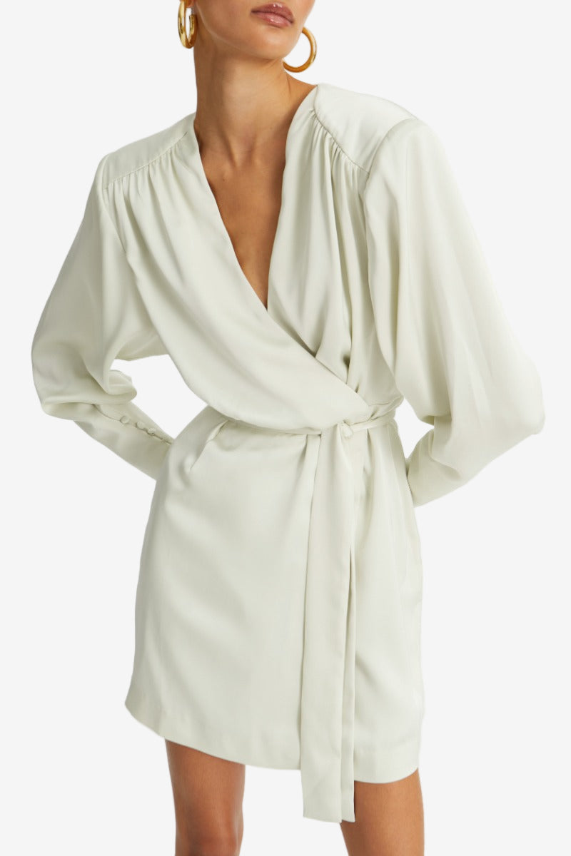 Satin Mini Wrap Dress