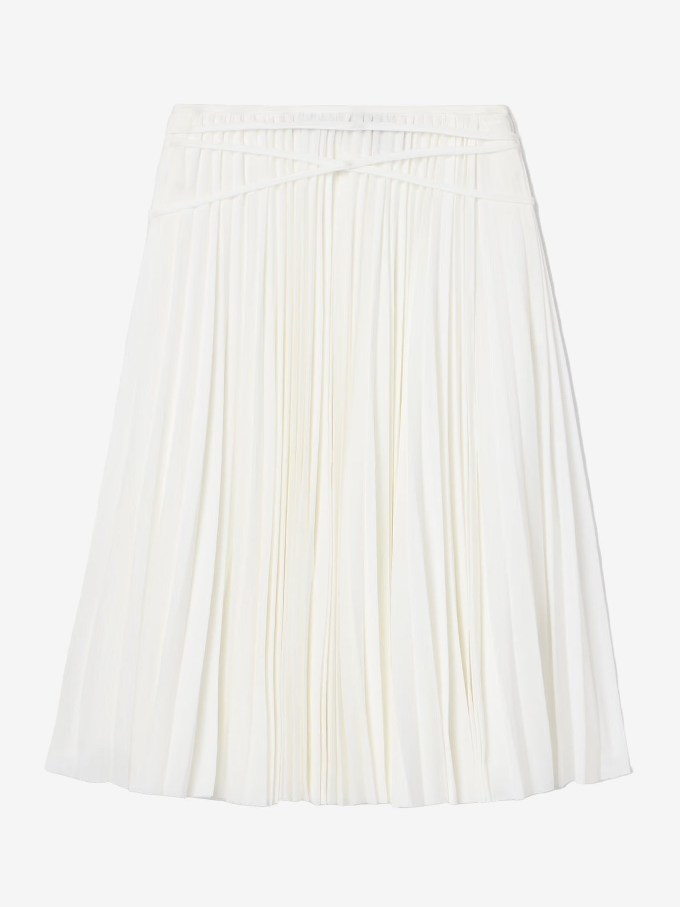 White pleated skirt on a gray background